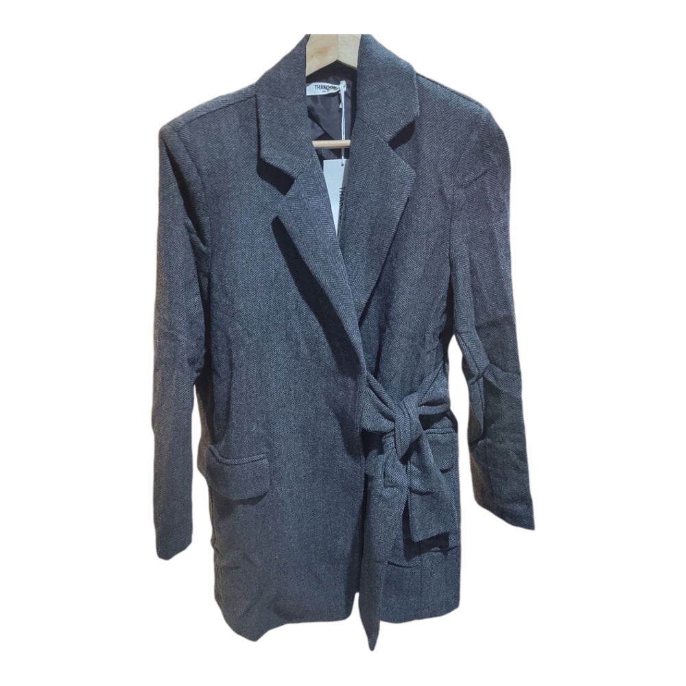 Thakoon herringbone wrap‎ tie wool blend jacket